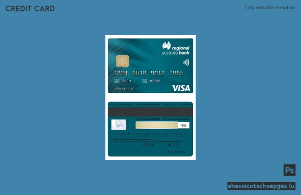 Beispielvorschau für eine Visa-Karte einer australischen Regionalbank